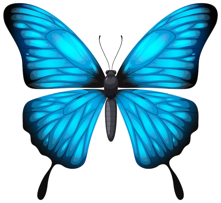Vecteur gratuit l'illustration du papillon bleu vibrant