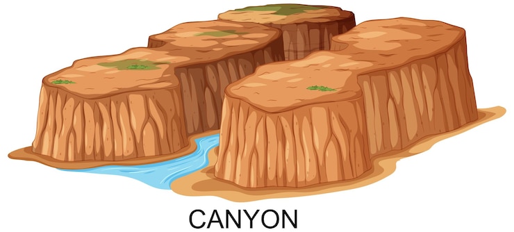 Vecteur gratuit illustration du paysage d'un canyon