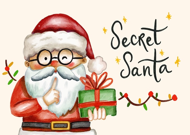 Illustration du père Noël secret aquarelle