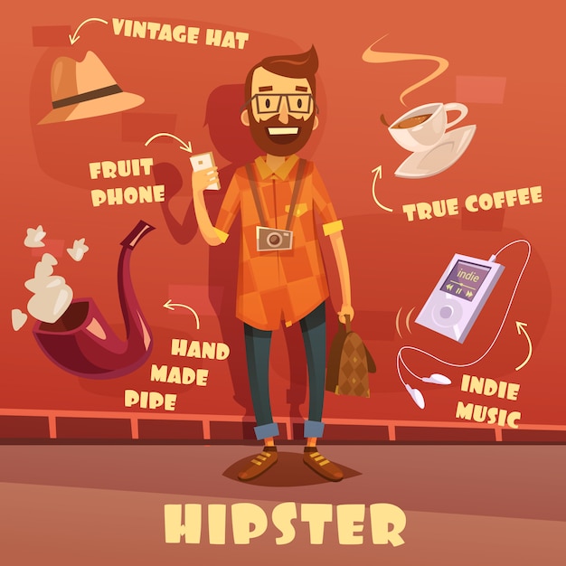 Vecteur gratuit illustration du personnage hipster