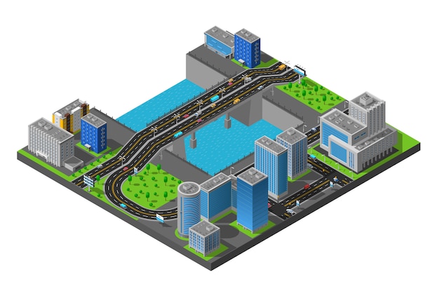 Illustration Du Pont De La Ville Isométrique