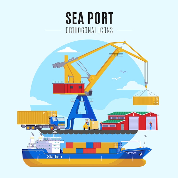 Vecteur gratuit illustration du port maritime