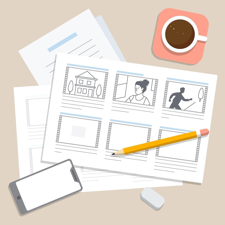 Vecteur gratuit illustration du processus de storyboard