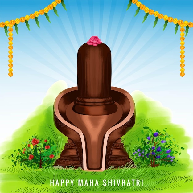 Vecteur gratuit illustration du seigneur shiva pour le fond de la carte de la joyeuse maha shivratri