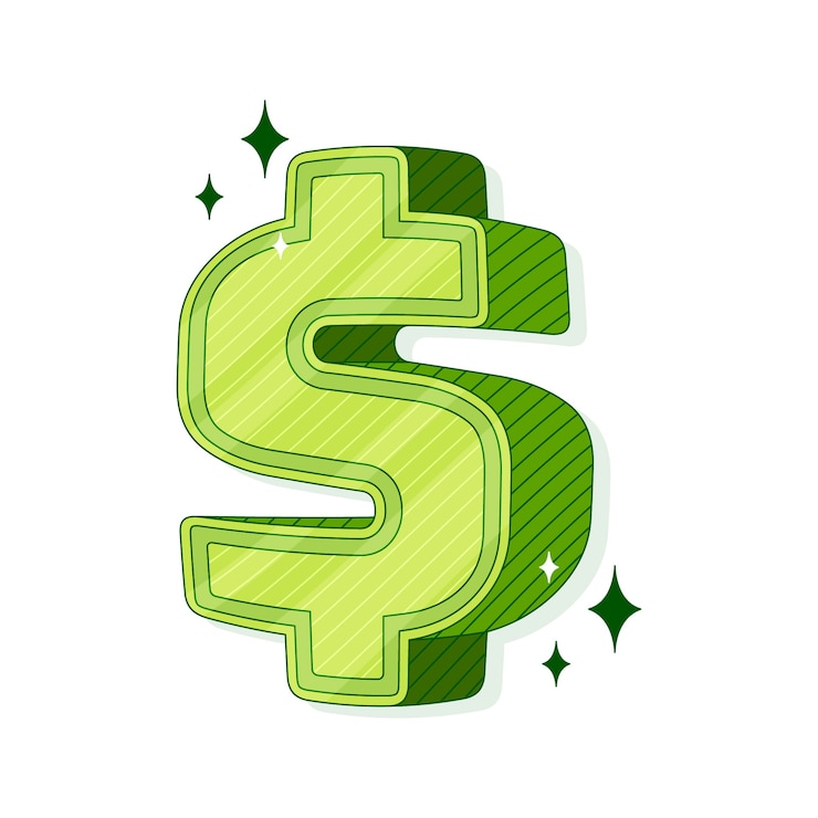 Vecteur gratuit illustration du signe du dollar dessinée à la main
