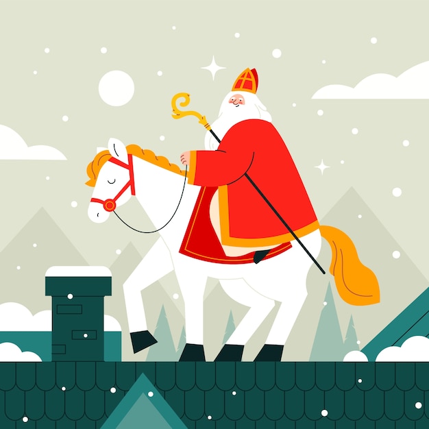 Vecteur gratuit illustration du sinterklaas plat