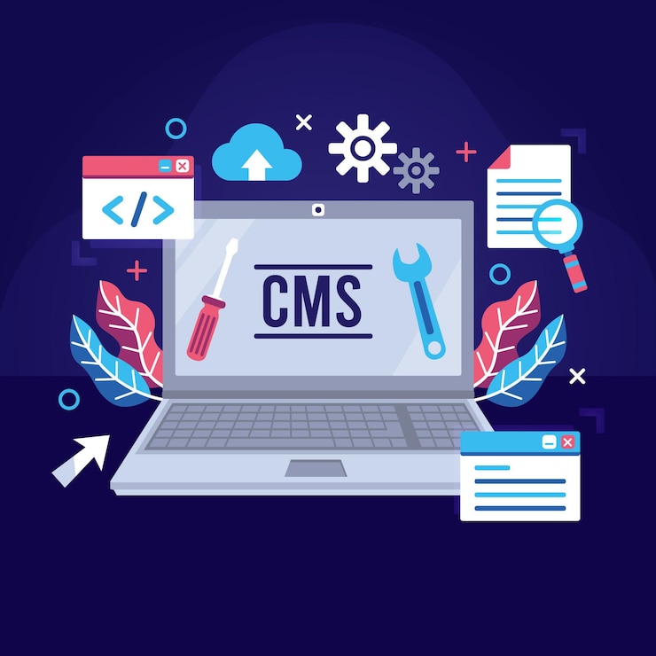Vecteur gratuit illustration du système de gestion de contenu design plat