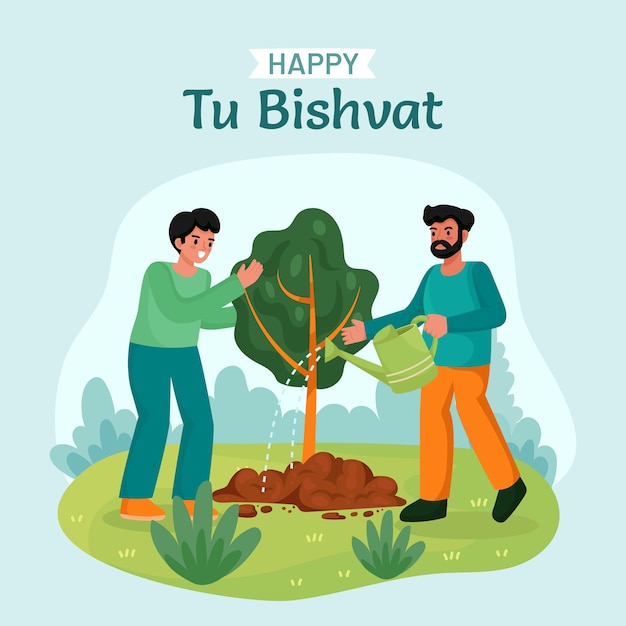 Vecteur gratuit l'illustration du tu bishvat plat