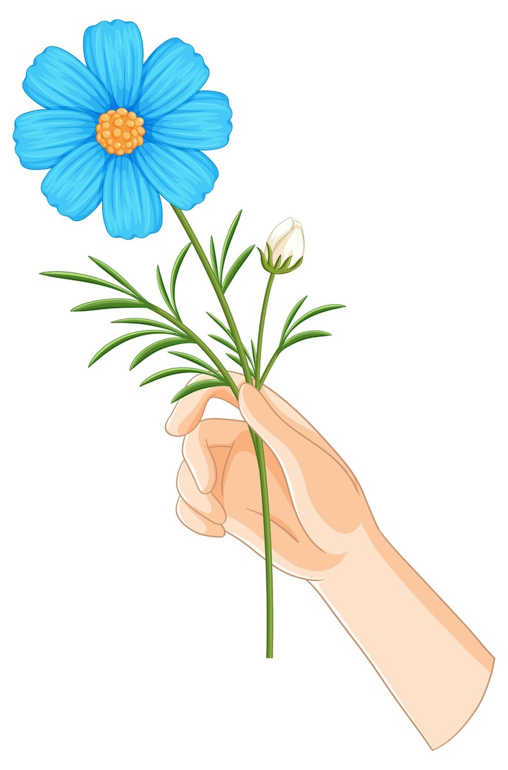 Vecteur gratuit illustration du vecteur de fleur bleue à la main