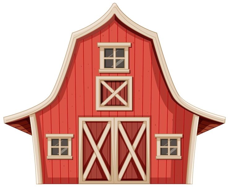 Vecteur gratuit l'illustration du vecteur de la grange rouge charmante