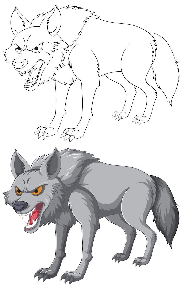 Vecteur gratuit illustration du vecteur snarling wolf