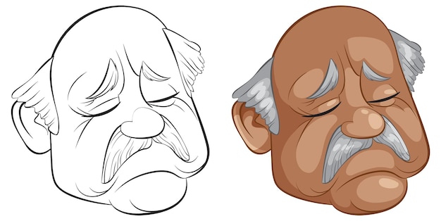 Vecteur gratuit l'illustration du visage expressif d'un homme âgé