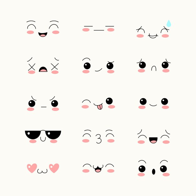 Illustration du visage de kawaii dessinée à la main