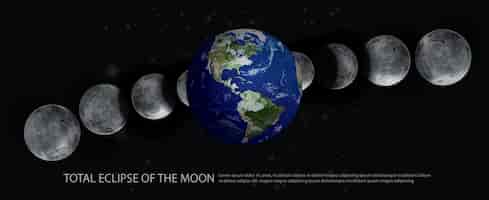 Vecteur gratuit illustration de l'éclipse totale de la lune