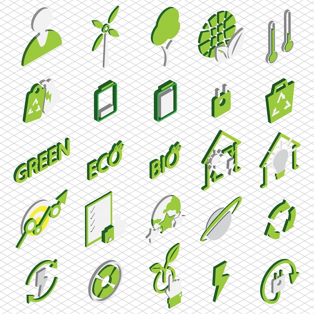 Illustration d&#39;eco icons set concept in isometric graphic
