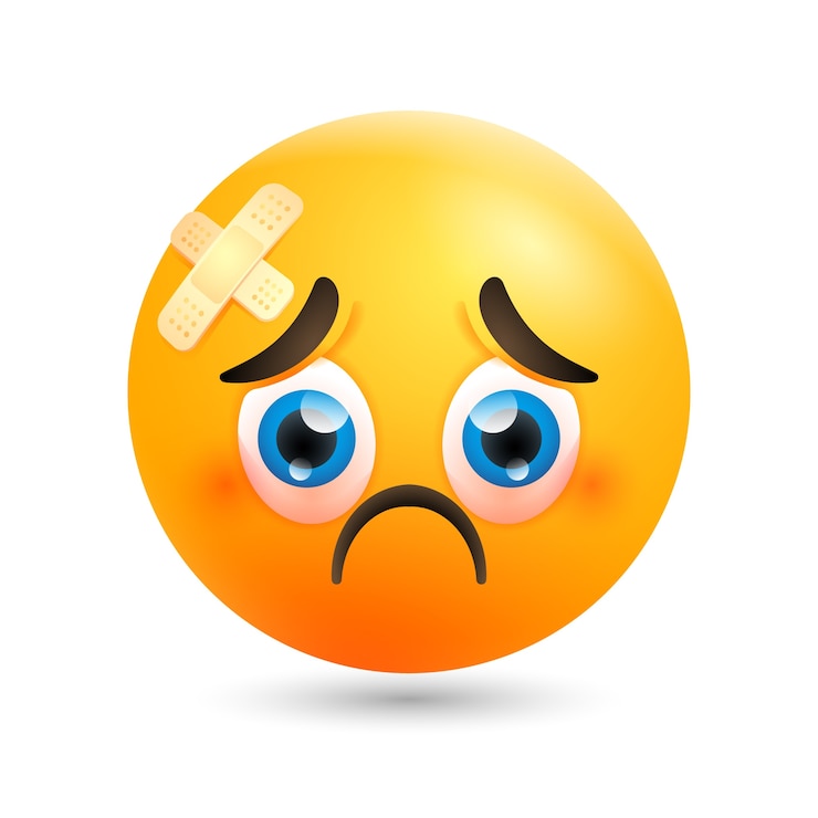 Vecteur gratuit l'illustration de l'emoji du visage blessé
