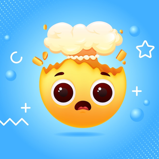 Vecteur gratuit illustration d'emoji explosion de tête dégradée