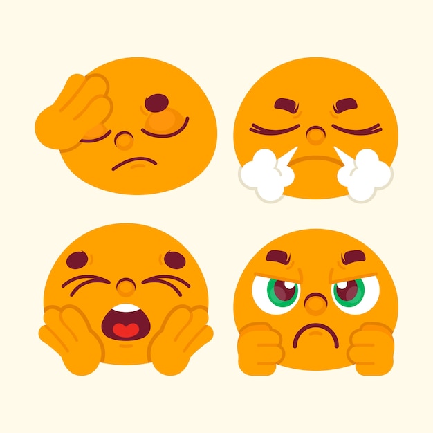 Illustration Emoji Frustrée Au Design Plat