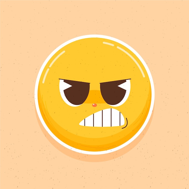 Vecteur gratuit illustration d'emoji de haine dessinée à la main