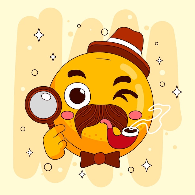 Illustration D'emoji à Moustache à Conception Plate