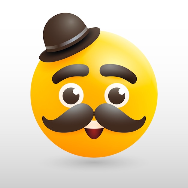 Vecteur gratuit illustration de l'émoji à moustache dégradée