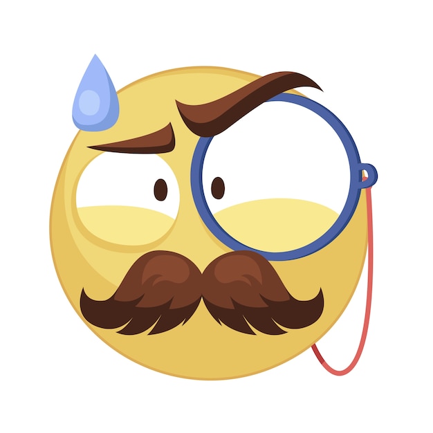 Vecteur gratuit illustration d'emoji à la moustache dessinée à la main