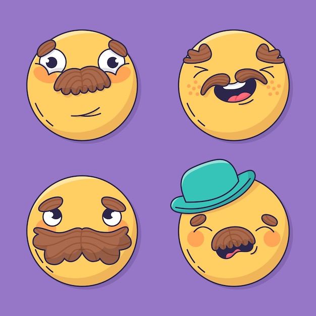 Vecteur gratuit illustration d'emoji de moustache dessinée à la main