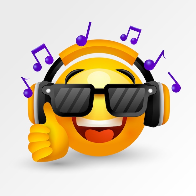 Vecteur gratuit illustration d'un emoji pour écouter de la musique