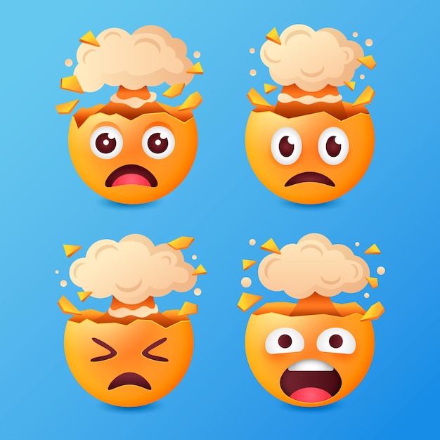 Vecteur gratuit illustration d'un emoji avec une tête en gradient qui explose