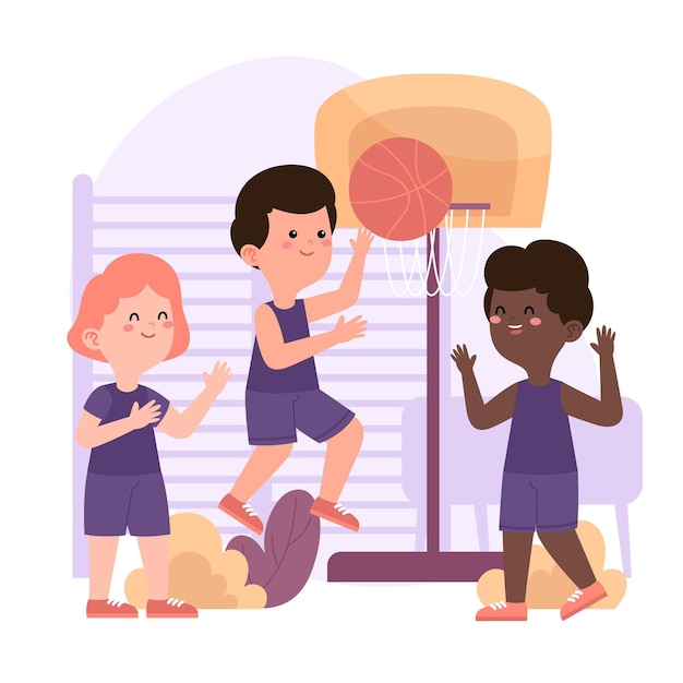 Illustration d'enfants en classe d'éducation physique