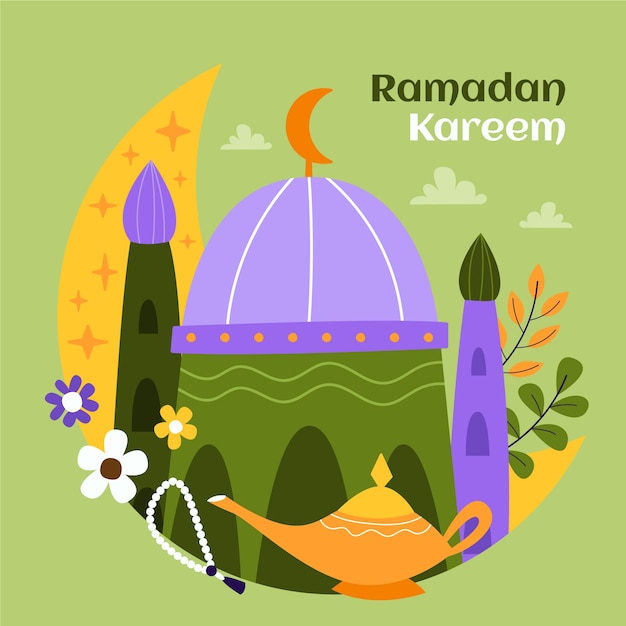 Illustration d'enfants ramadan plat