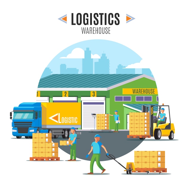 Vecteur gratuit illustration de l'entrepôt logistique