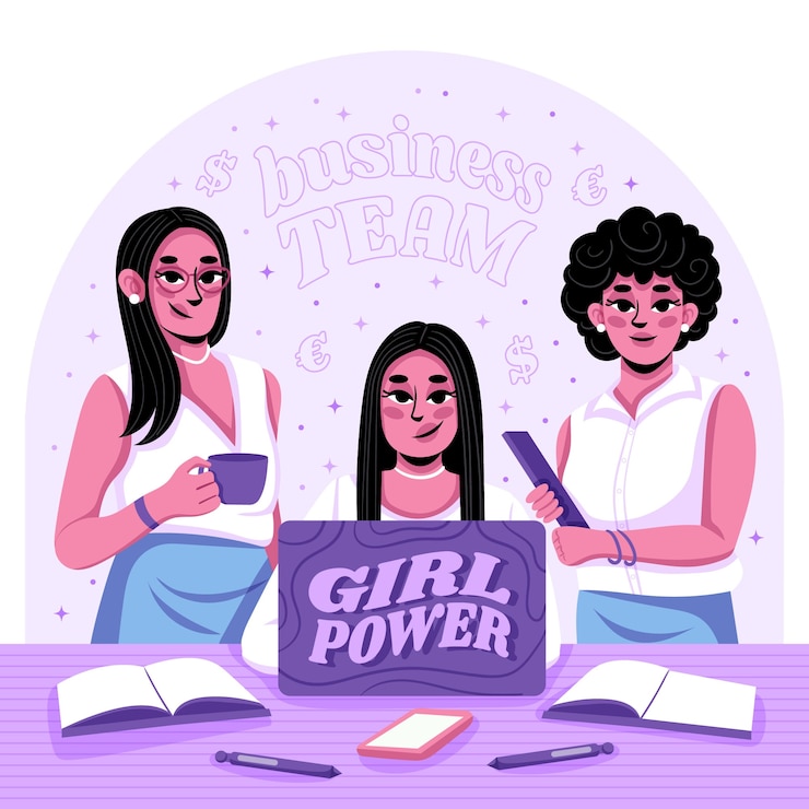 Vecteur gratuit illustration de l'équipe féminine dessinée à la main