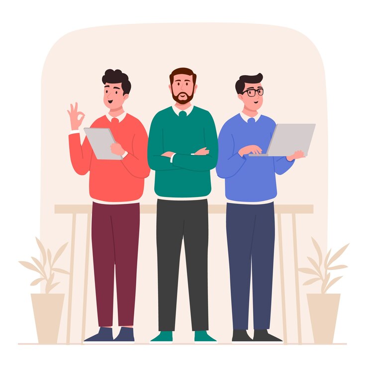 Vecteur gratuit illustration de l'équipe masculine dessinée à la main