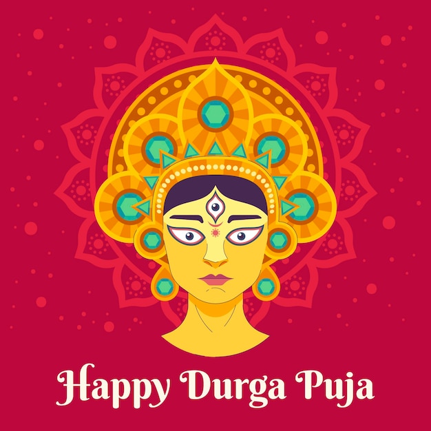 Vecteur gratuit illustration d'événement de durga-puja design plat