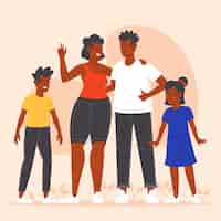 Vecteur gratuit illustration de famille noire dessinée à la main