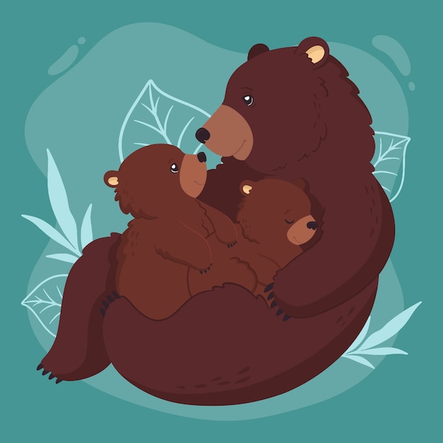 Illustration De La Famille Des Ours Dessinés à La Main