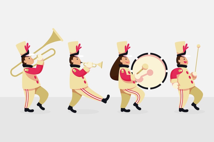 Vecteur gratuit illustration de fanfare plate dessinée à la main