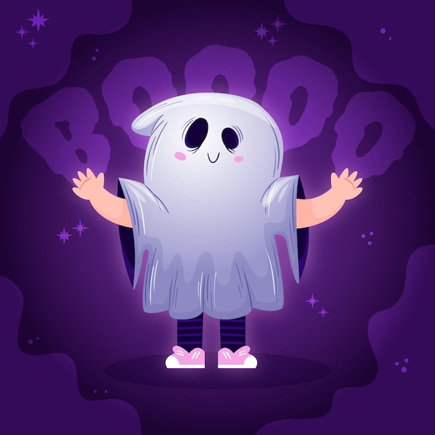Vecteur gratuit illustration de fantôme d'halloween dessiné à la main
