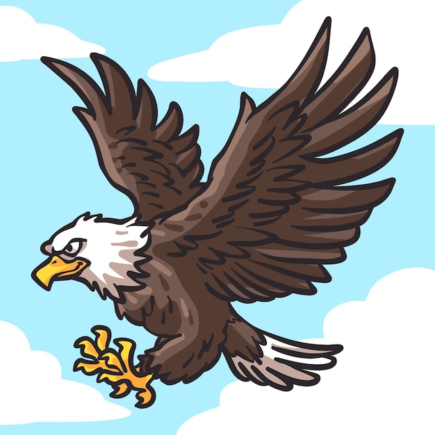 Vecteur gratuit illustration de faucon de dessin animé dessiné à la main