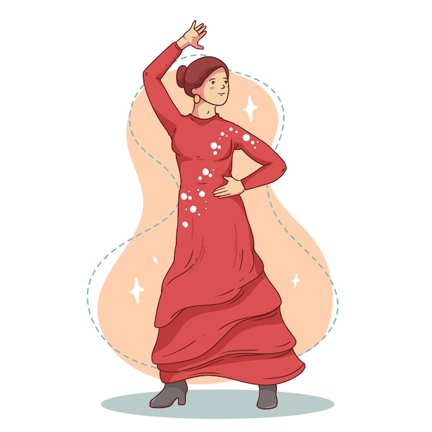 Vecteur gratuit illustration de femme flamenco dessinée à la main