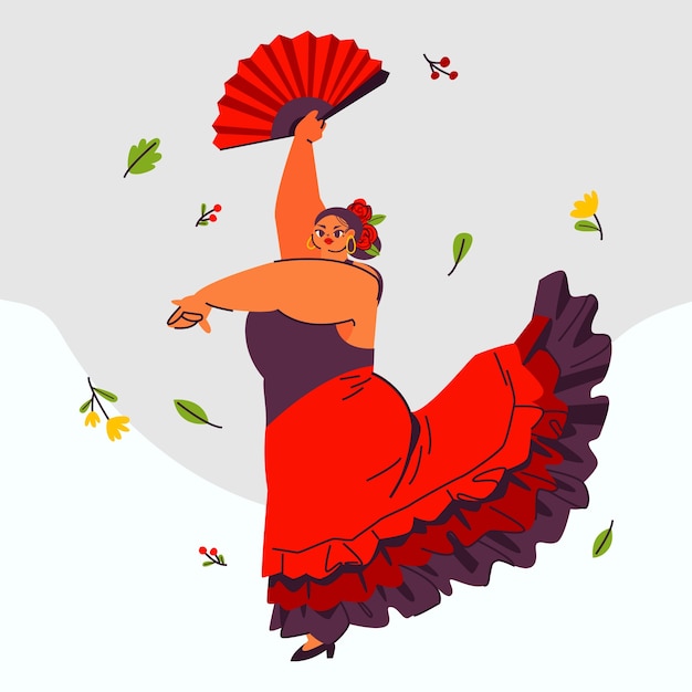 Vecteur gratuit illustration de femme flamenco dessinée à la main