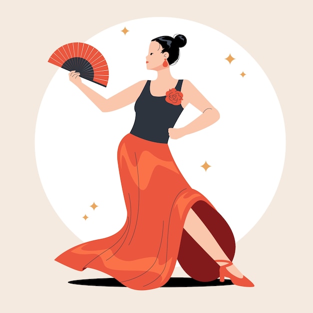 Vecteur gratuit illustration de femme flamenco dessinée à la main