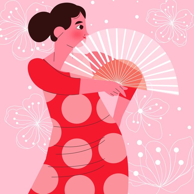 Vecteur gratuit illustration de femme flamenco dessinée à la main