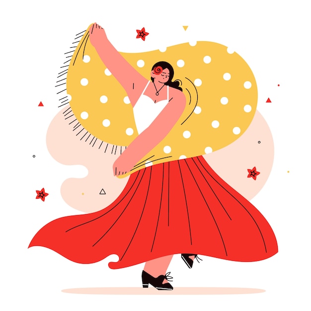 Illustration de femme flamenco plat