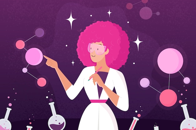 Vecteur gratuit illustration de femme scientifique cool