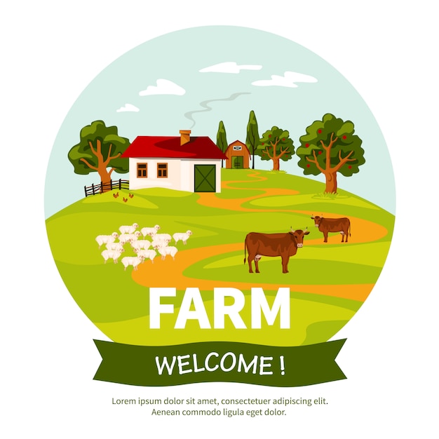 Vecteur gratuit illustration de la ferme