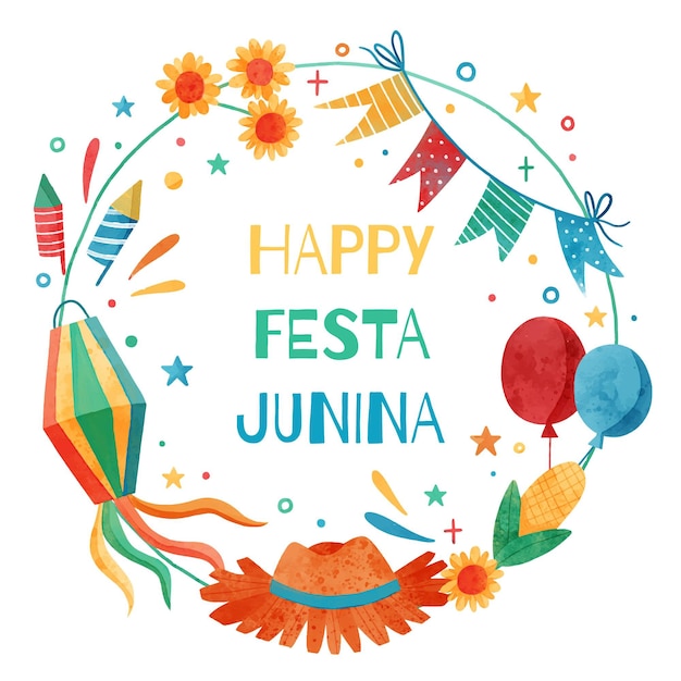 Illustration De Festa Junina Aquarelle Peinte à La Main