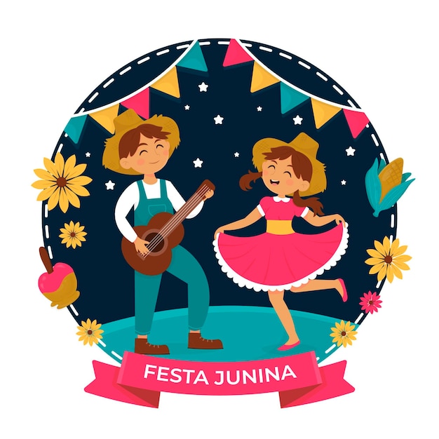 Illustration De Festa Junina Dessinée à La Main