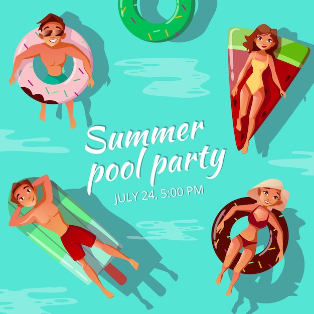 Vecteur gratuit illustration de fête d'été piscine